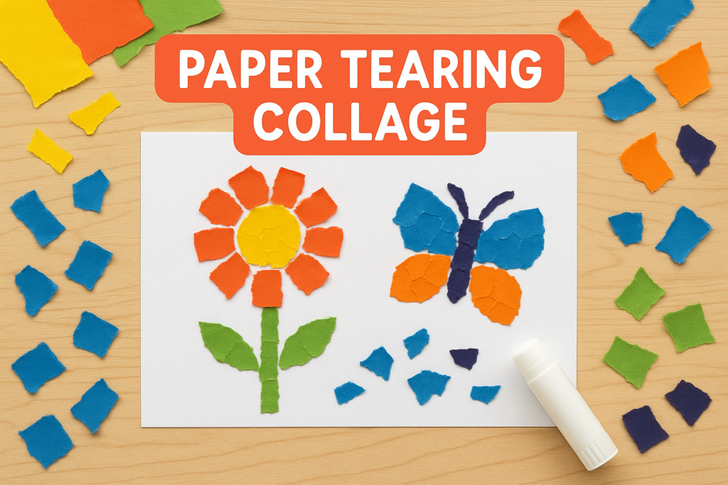 Paper Tearing Collage activity for low energy kids