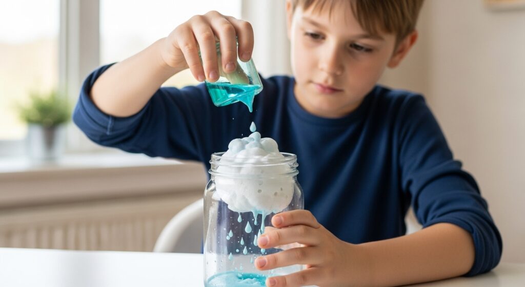 A little child is playing with jar while he was tired