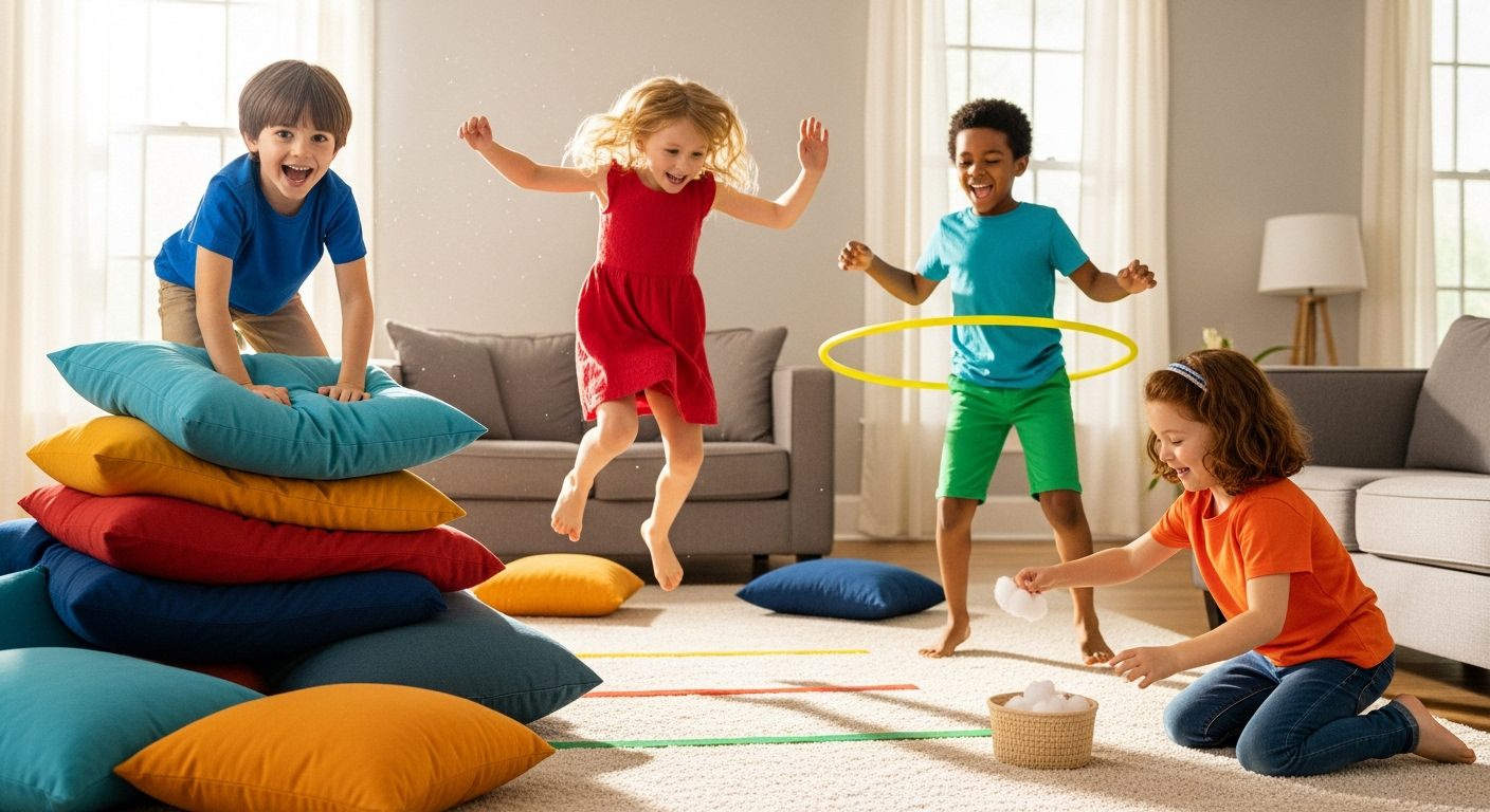 Kids are trying to loose their energy while playing different games