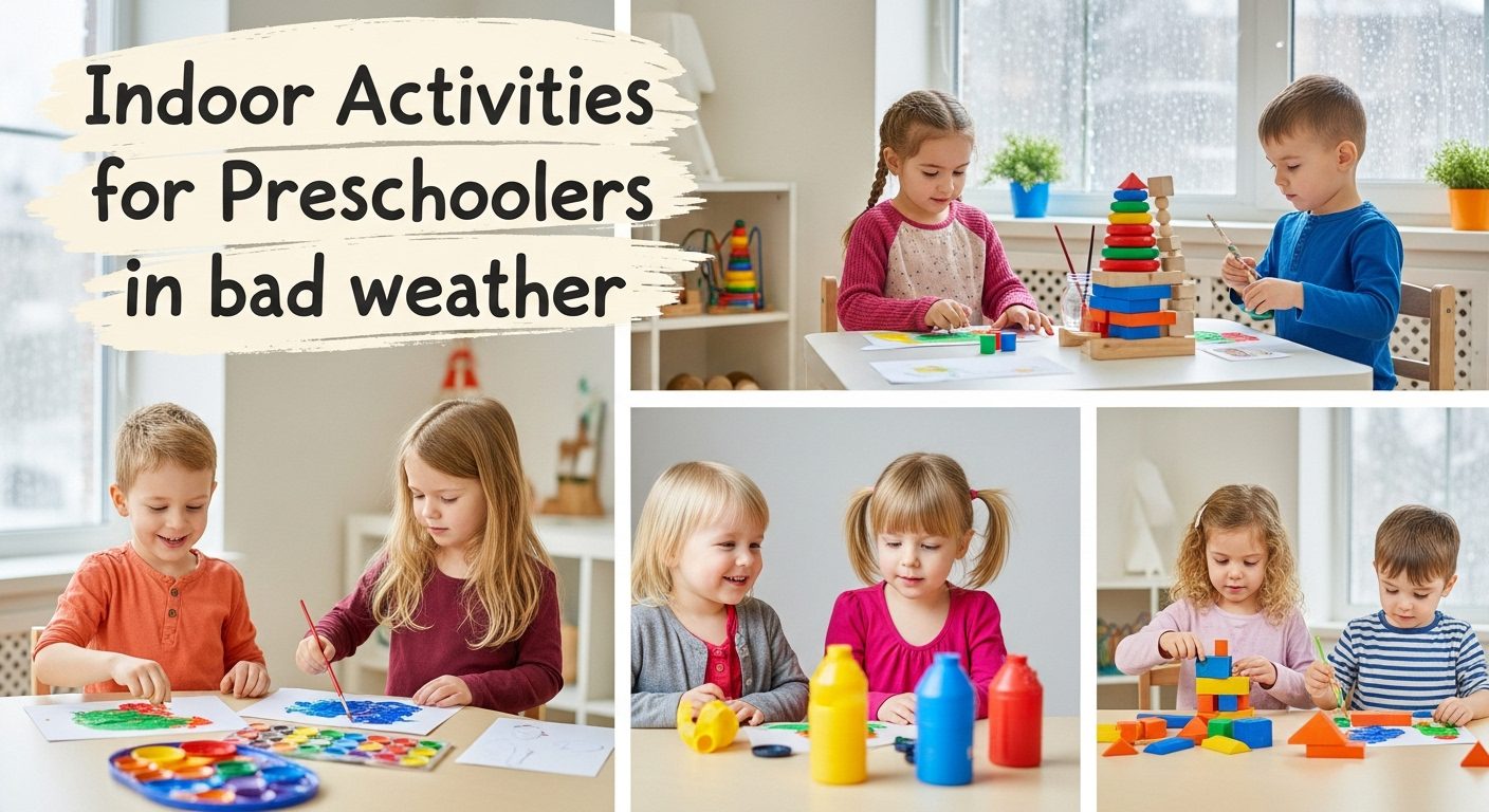 Preschoolers enjoying indoor activities in bad weather