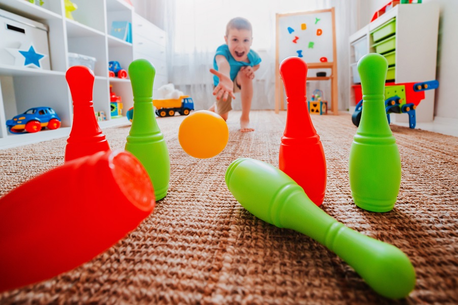 Indoor bowling game for kids in small apartments
