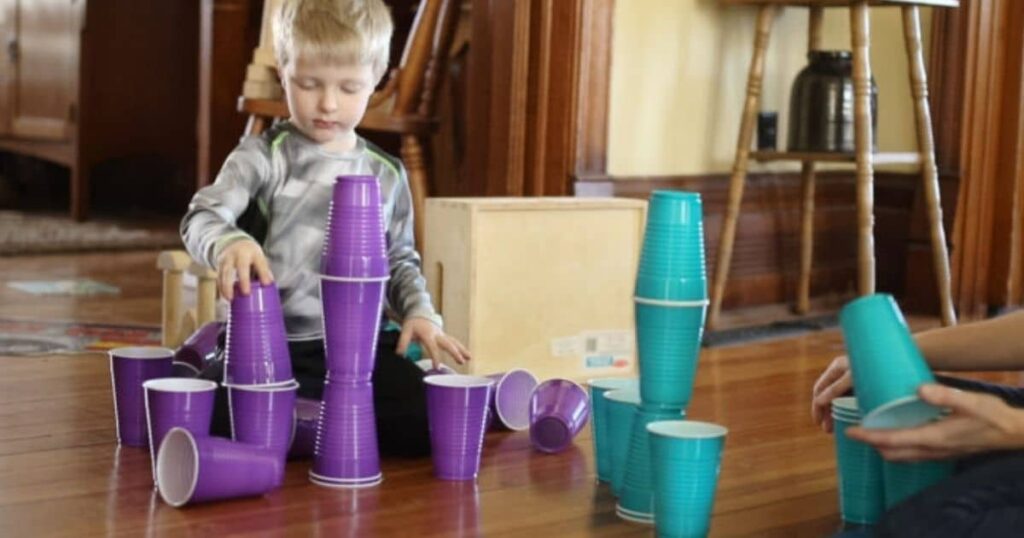 Stacking cup indoor solo play game 