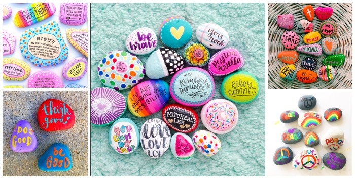 Positive Message Painted Rocks craft for girls