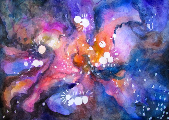 Galaxy-Inspired Watercolor Art 