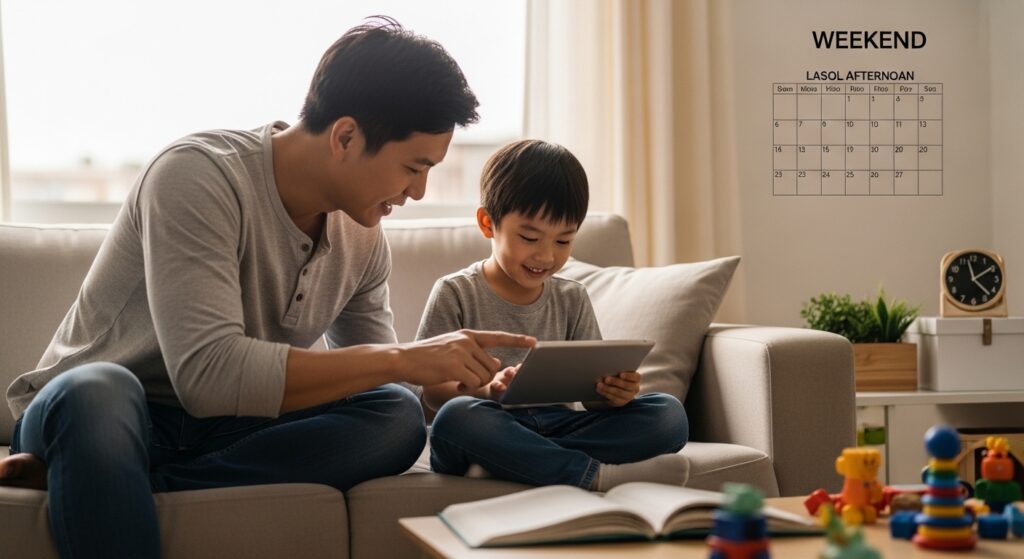 Reduce Late Afternoon Screen Time during weekend routine 