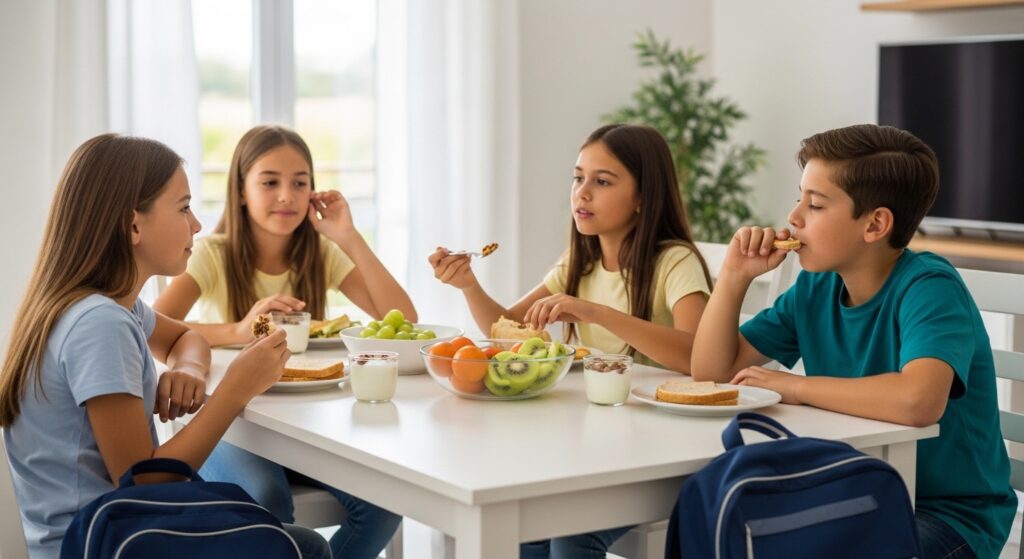 Children's are  enjoying healthy snacks afterschool activity