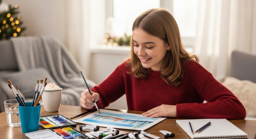 A school student exploring new skills during winter vacations