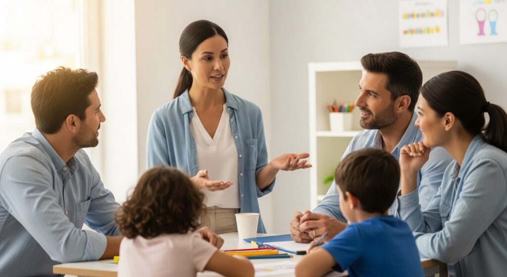 A teacher is telling parents and students why a morning routine is important